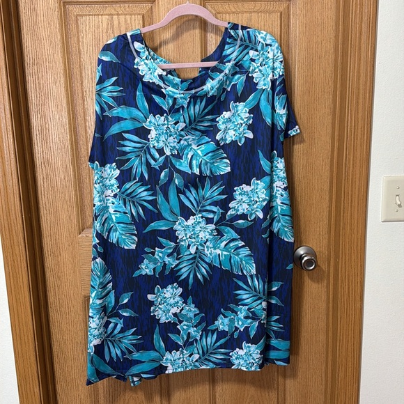 Nwt Longer Length Swim Tunic Top Coverup Swimsuits For All Split Neck 5X 6X - Picture 3 of 4
